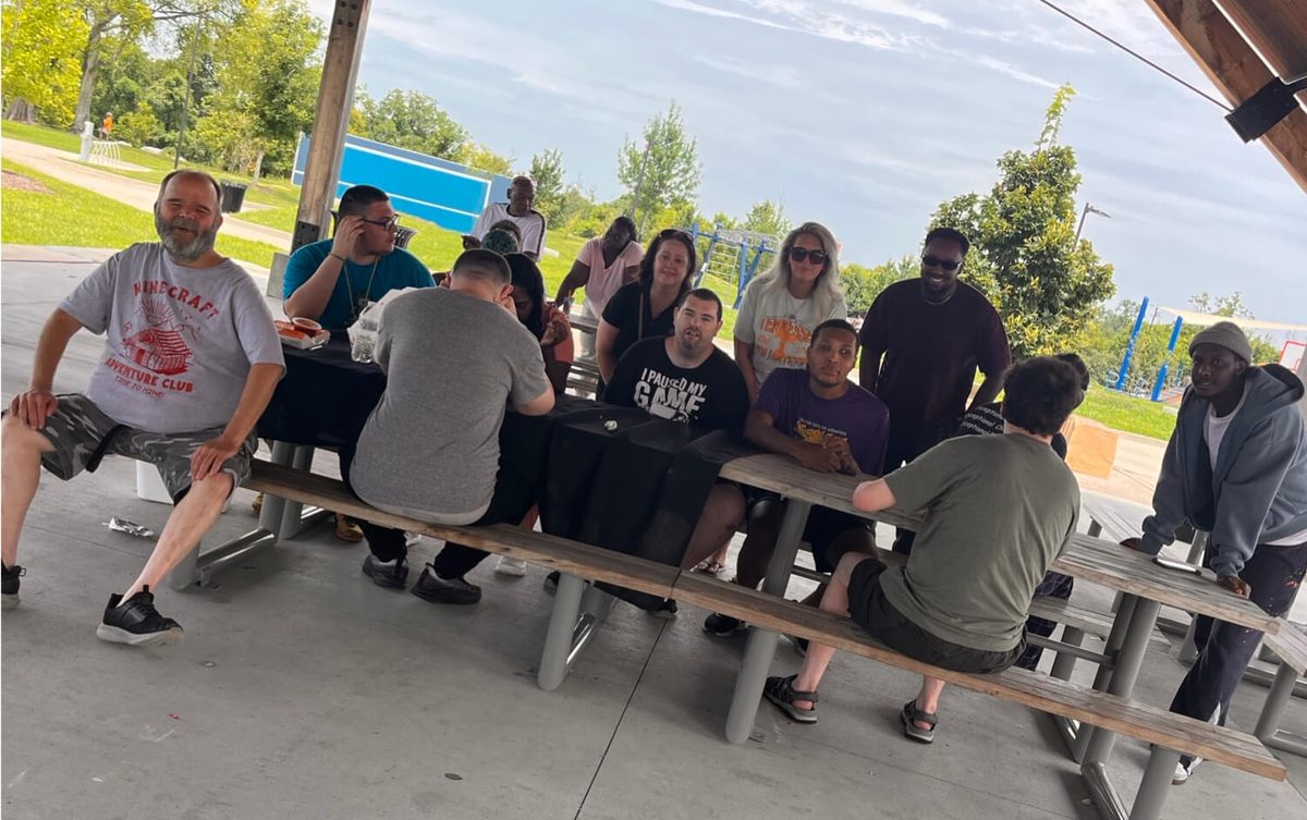 DHS team and participants gathered for a community day activity